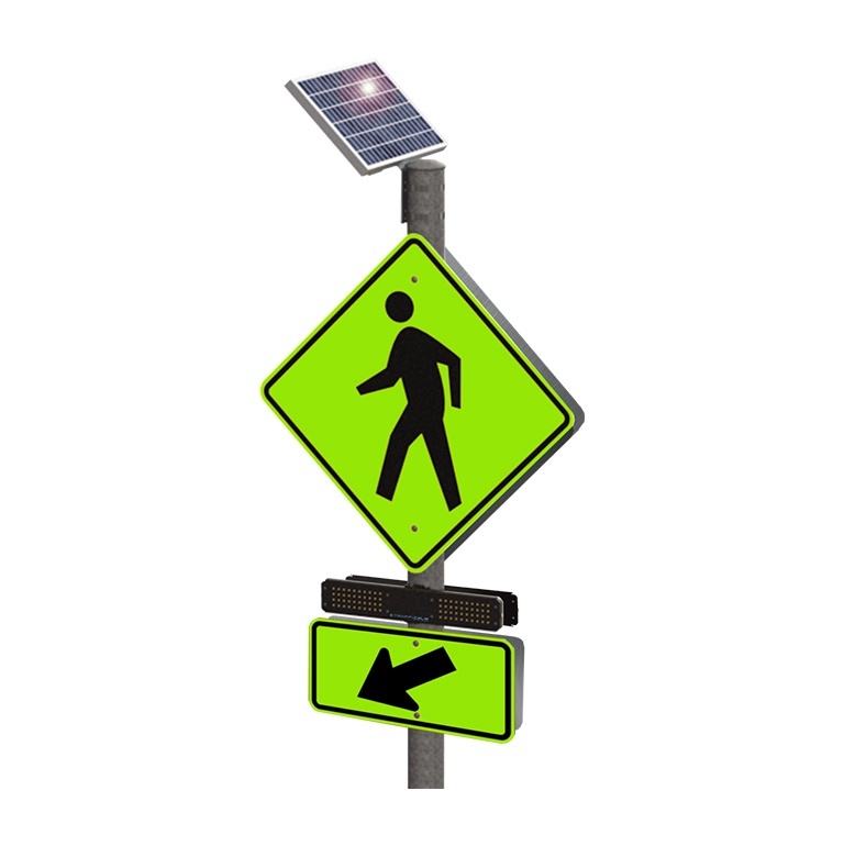 RRFB Ped Crossing Sign 2 Sided Flyg - Transportation Solutions and Lighting, Inc