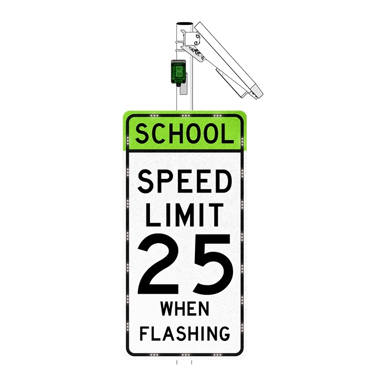 School Zone Speed Limit Sign On Post - School Zone Flashing Sign Systems - Transportation Solutions and Lighting, Inc