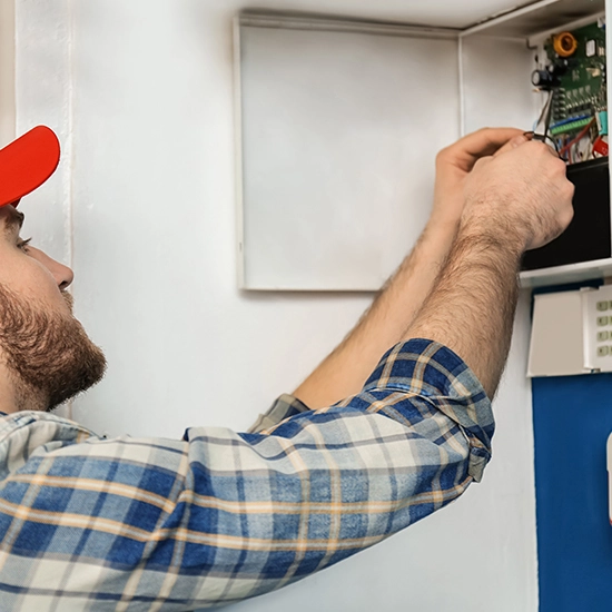 Outdoor security camera installed on a Harrison, NY home