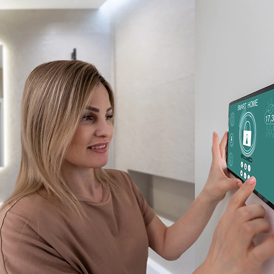 Indoor alarm system control panel for a Newburgh homeowner