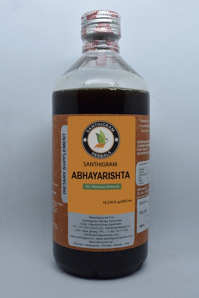 Buy Abhayarishtam Dietary Supplement Online at Ayurvedic Center in Delhi, Santhigram Wellness Kerala Ayurveda