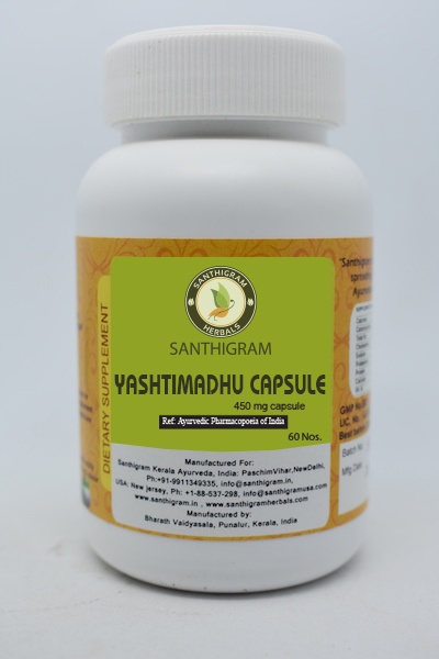Buy Yashtimadhu Capsules, Dietary Supplement Online in India at Santhigram Wellness Kerala Ayurveda