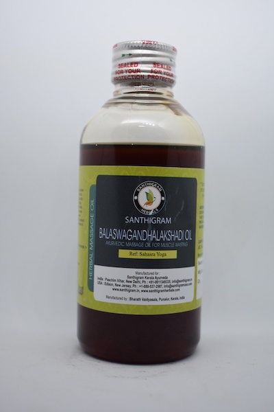 Buy Balashwagandhadi Tailam, Herbal Massage Oil Online in India at Santhigram Wellness Kerala Ayurveda