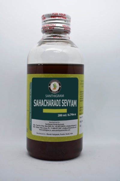 Buy Sahacharadi Sevyam, Herbal Massage Oil Online in India at Santhigram Wellness Kerala Ayurveda