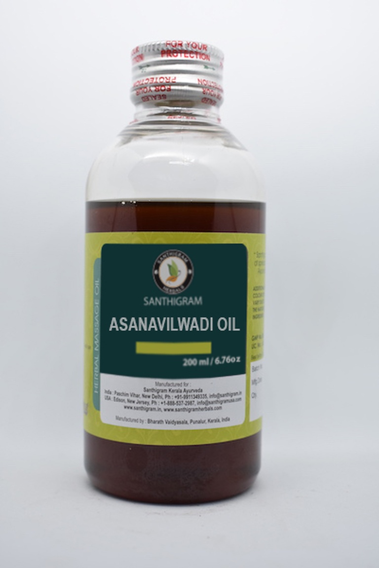 Buy Asanavilwadi Thailam, Herbal Massage Oil Online in India at Santhigram Wellness Kerala Ayurveda
