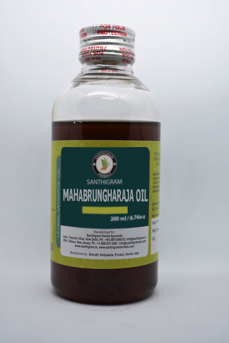 Buy Mahabrungharaja Oil, Ayurvedic Herbal Massage Oil Online in India at Santhigram Wellness Kerala Ayurveda