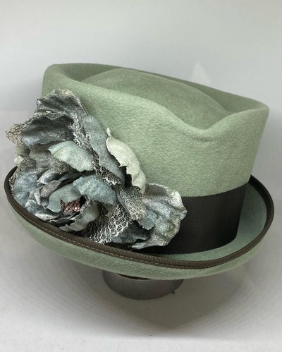 Womens fur felt mint green mad hatter