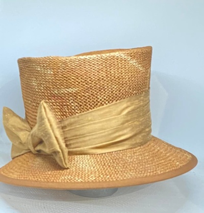 Paper straw orange bucket hat