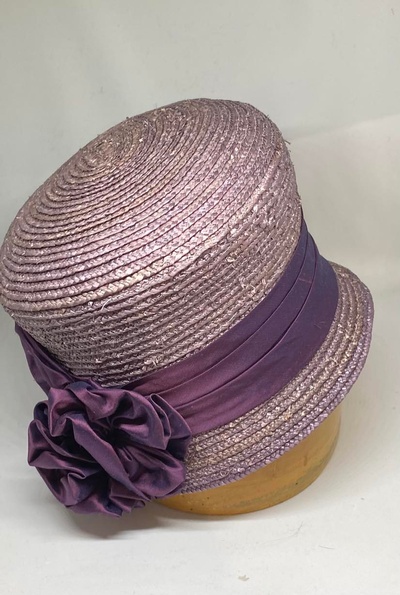 Womens light purple bucket straw summer hat
