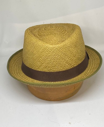 Womens camel brown straw summer hat