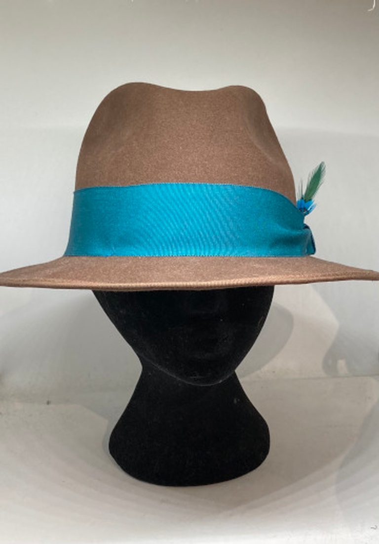 Light Brown Fedora with Feather