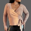 Shop for Camel Ribbed Knit Wrap Top Online by LADYCHICK Gorgeously Strong