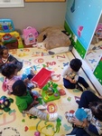 Infants playing with blocks at HIDE ‘n' SEEK DAYCARE - Licensed Childcare and Preschool in Brampton, Ontario