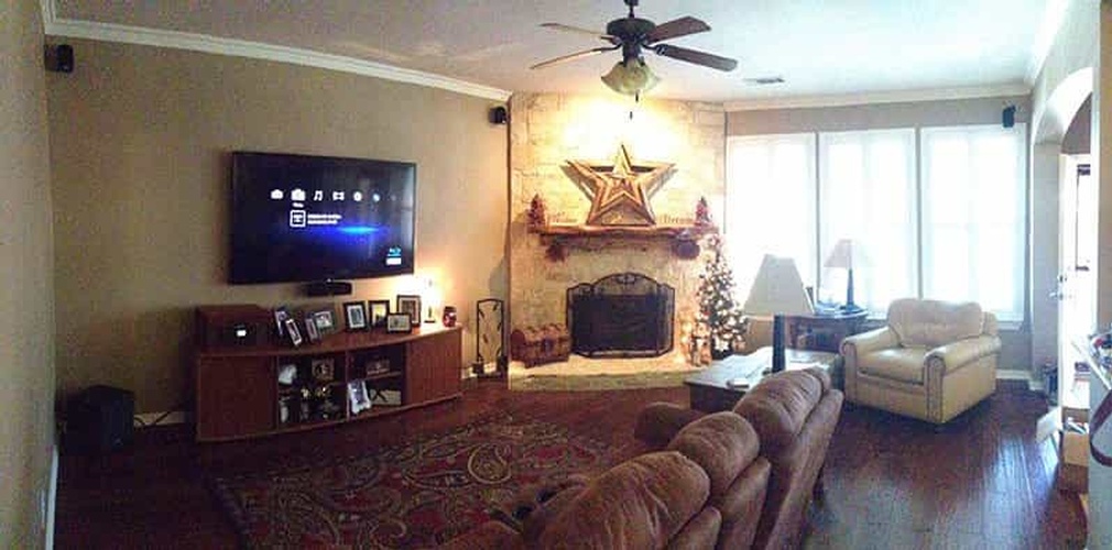 Installation of Tv for a large living room by professional of BTZ Audio Video, LLC.