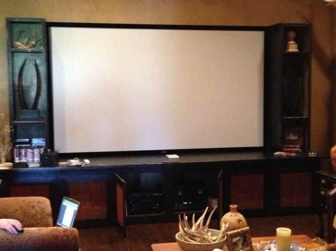 White Screen Installed for Home with Audio Visual System by BTZ Audio Video, LLC.