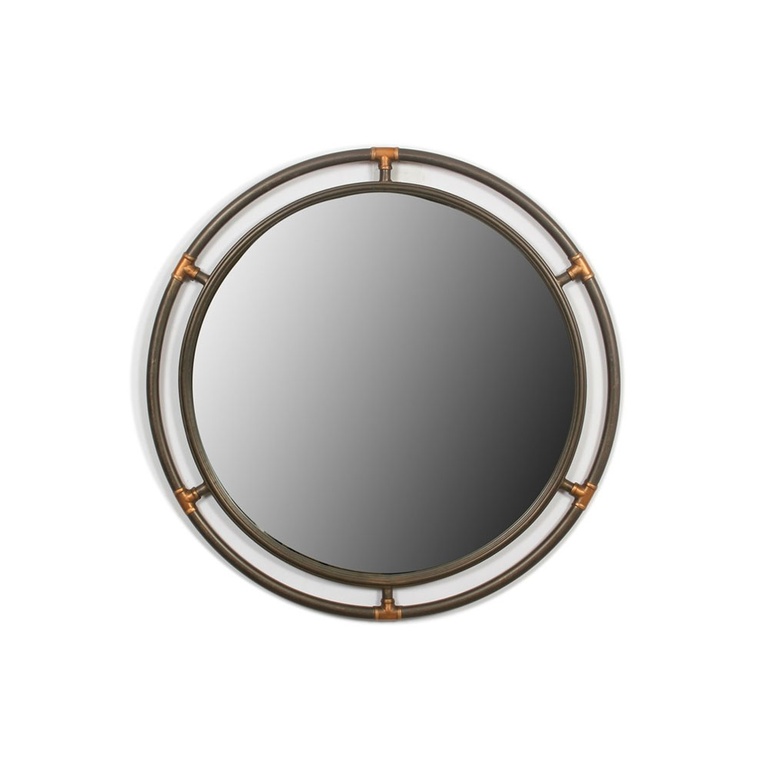 Rustic Metal Round Wall Mirror