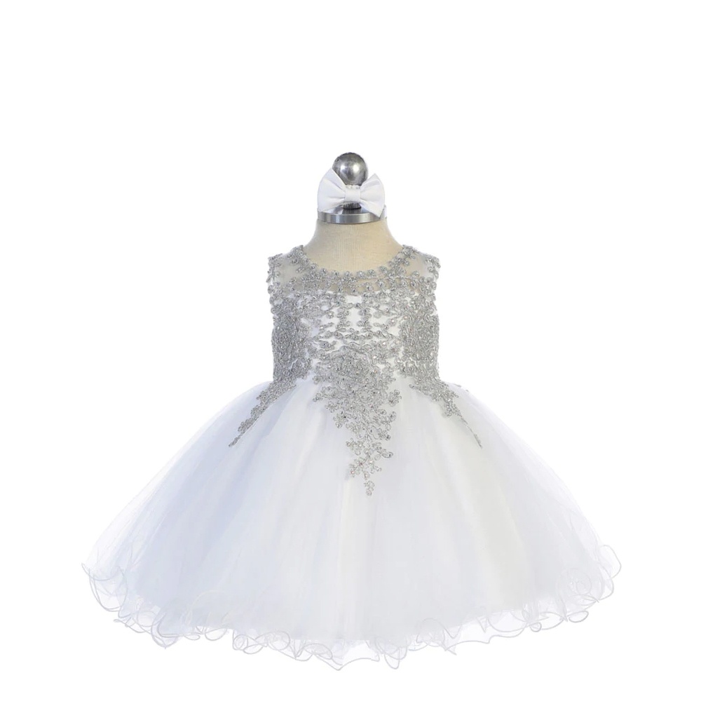 BABY GIRL PAGEANT DRESS WITH GOLD LACE - 7013S