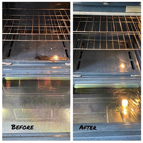 Before and After Kitchen Oven Cleaned by Gold Standard Cleaning Co.