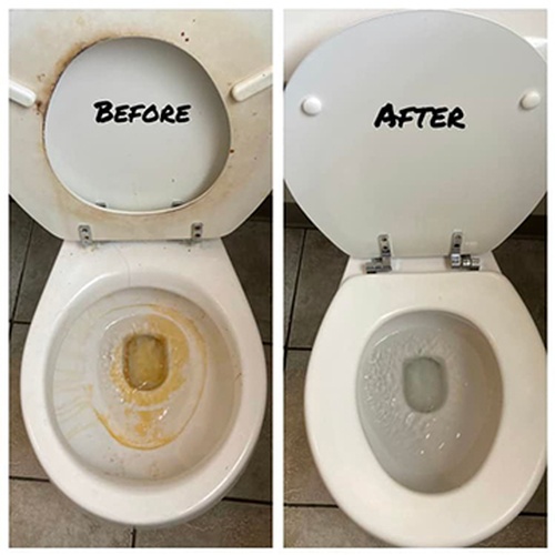 Toilet Before and after Cleaning done by Gold Standard Cleaning Co. Picture