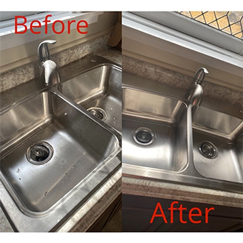 Kitchen Wash Basin Cleaning completed by professional cleaners of Gold Standard Cleaning Co.