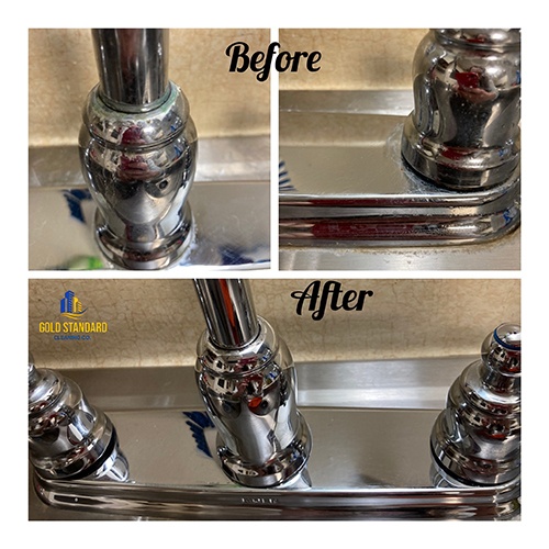 Spotless Washbasin Faucet cleaning done by Gold Standard Cleaning Co.