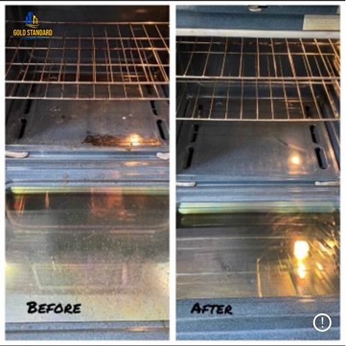 Before and after Oven Cleaning done by professional cleaners of Gold Standard Cleaning Co.