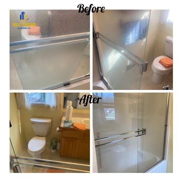 Before and after appliance cleaning completed by Gold Standard Cleaning Co.