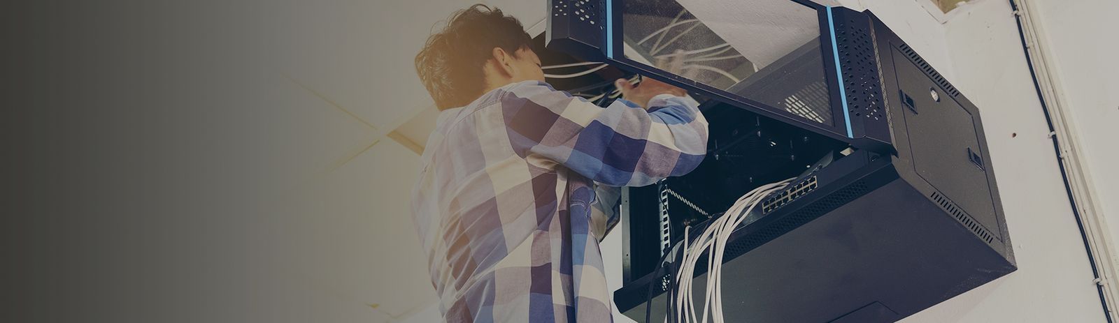 Network rack and patch panel setup