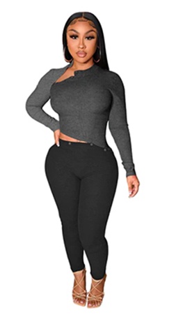 Sexy Ribbed Long Sleeve Hollow Out Zipper Pants