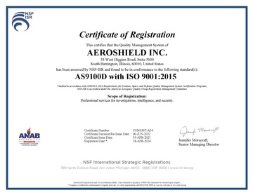 AS9100D Certified with ISO9001:2015