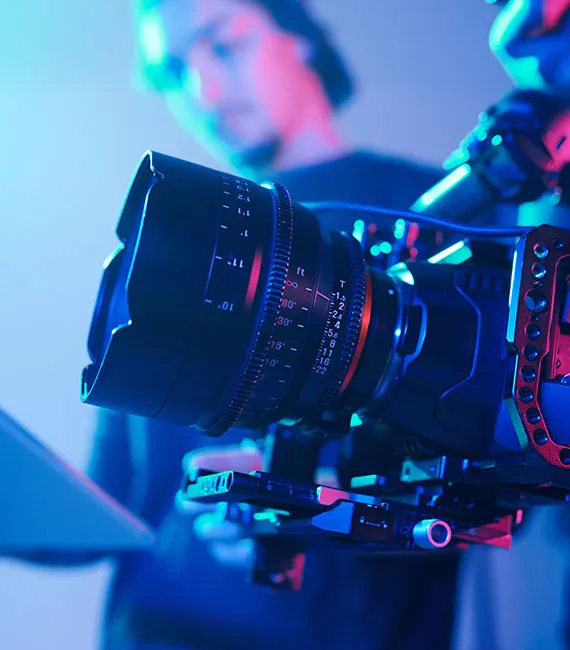 Creative video production professionals on set