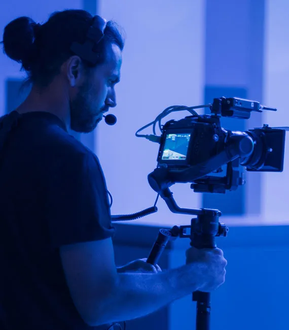 Corporate video production process with professional crew
