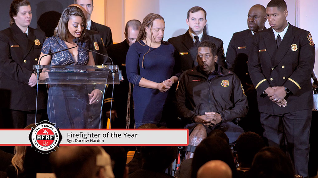 Multiple courageous firefighters were given awards during the event, including Firefighter of the Year Sgt. Darrow Harden.