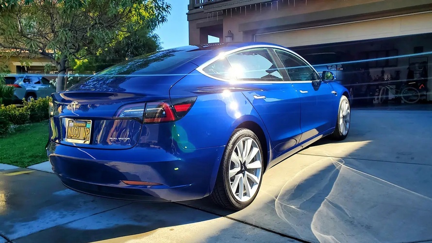 Back View of Tesla after Glossy Ceramic Coating done by Car Passion Detailing