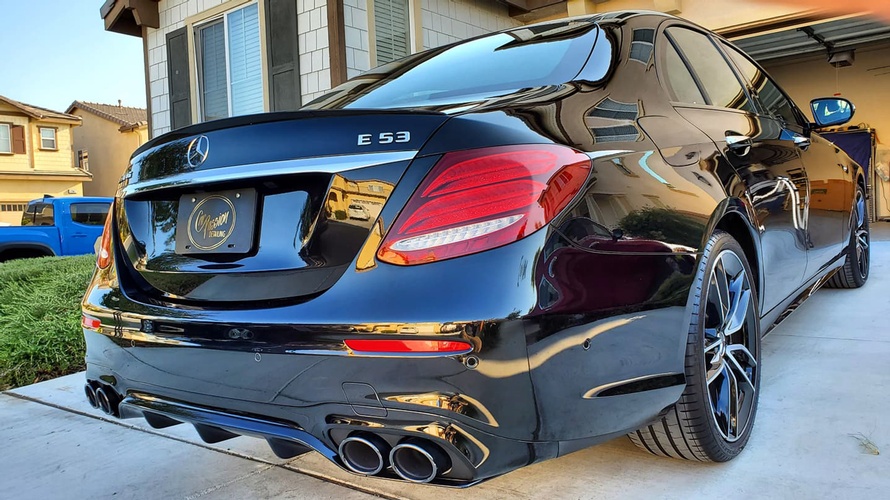 Back View of Mercedes-Benz AMG E43 with ceramic coating done by Car Passion Detailing