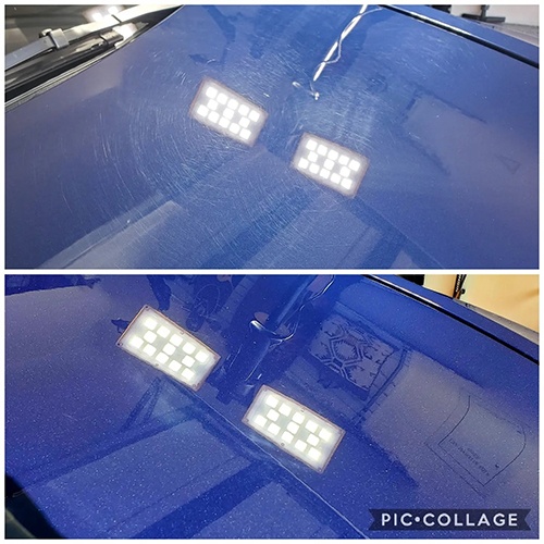 A car's Paint Correction before and after work done by Car Passion Detailing
