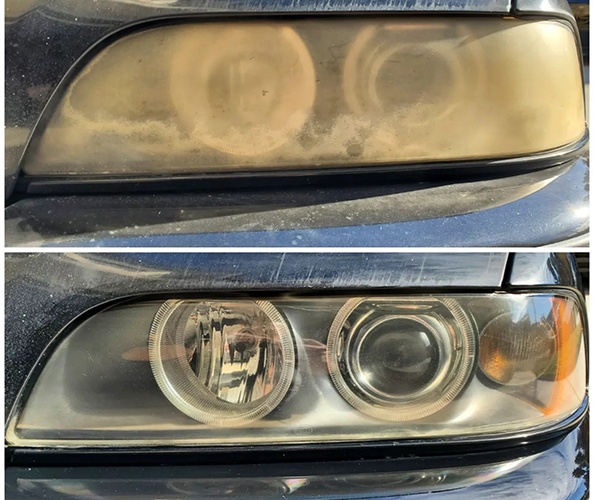 Car Passion Detailing's expert headlight restoration turns them from yellow to clear and sparkling