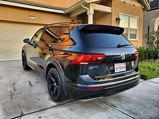 Back View Glossy ceramic coating for Black Volkswagen Tiguan SUV by Car Passion Detailing
