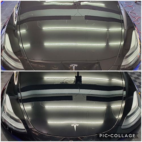 Before and after Car Detailing Done for Tesla by Car Passion Detailing