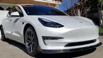 Front View of White Tesla after Glossy Ceramic Coating done by Car Passion Detailing