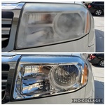 Before and after headlight restoration done for a car by professionals of Car Passion Detailing