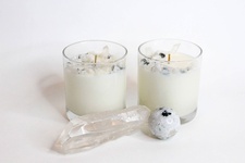 Rainbow Moonstone Clean Crystal Candle - Crescent Moon