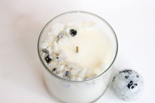 Rainbow Moonstone Clean Crystal Candle - Crescent Moon