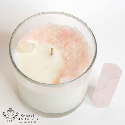 Rose Quartz Clean Crystal Candle - Crescent Moon