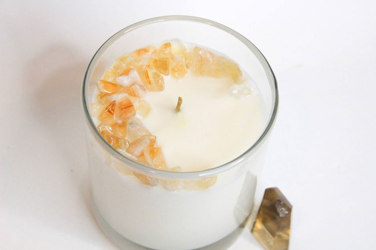 Citrine Clean Crystal Candle - Crescent Moon