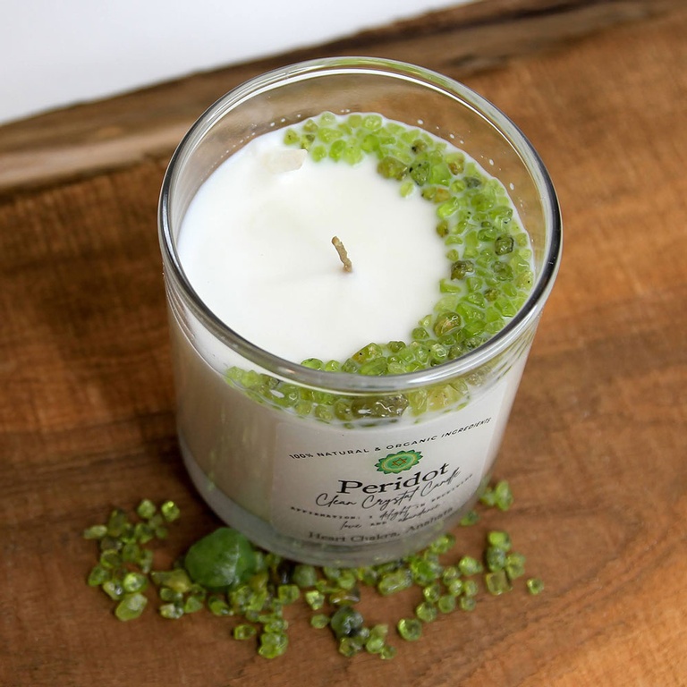 Peridot Clean Crystal Candle - Crescent Moon