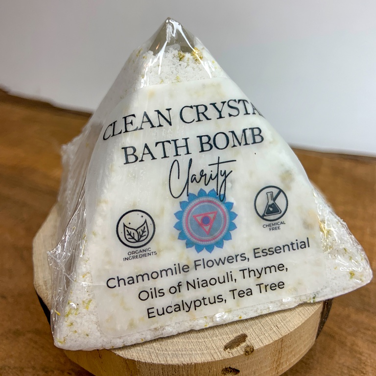 Clarity - Throat Chakra - Chamomile Flowers - Clean Crystal Bath Bomb