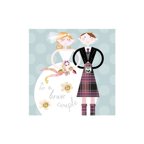 Bride and Groom Braw Couple-Greeting Card
