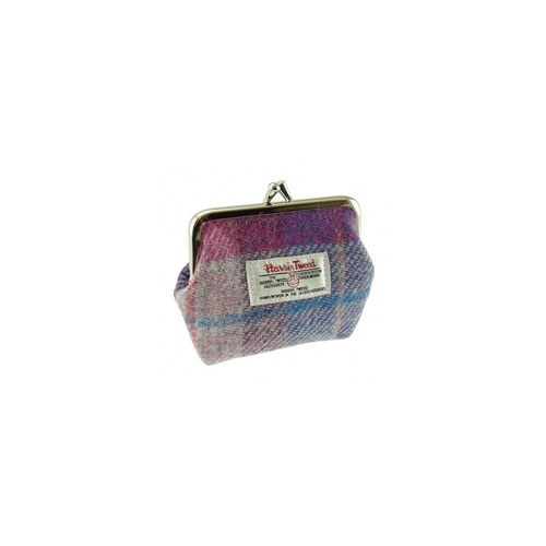 Harris Tweed-Small Clasp Purse Pink and Lilac Check