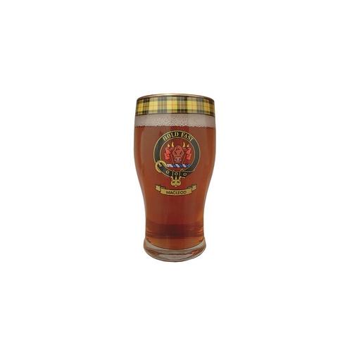 Pint Glass with Clan Crest and Tartan